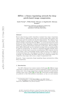 BINet: a binary inpainting network for deep patch-based image
  compression