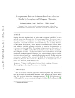 Unsupervised Feature Selection based on Adaptive Similarity Learning and
  Subspace Clustering