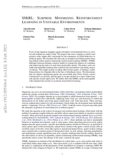 SMiRL: Surprise Minimizing Reinforcement Learning in Unstable
  Environments
