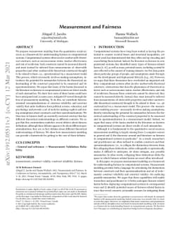 Measurement and Fairness