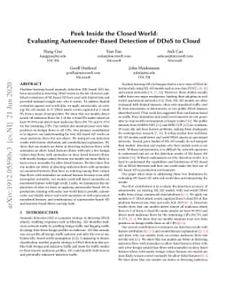 Peek Inside the Closed World: Evaluating Autoencoder-Based Detection of
  DDoS to Cloud