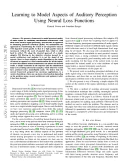 Learning to Model Aspects of Hearing Perception Using Neural Loss
  Functions