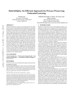HybridAlpha: An Efficient Approach for Privacy-Preserving Federated
  Learning