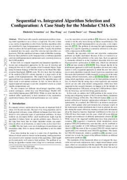 Sequential vs. Integrated Algorithm Selection and Configuration: A Case
  Study for the Modular CMA-ES