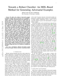 Towards a Robust Classifier: An MDL-Based Method for Generating
  Adversarial Examples
