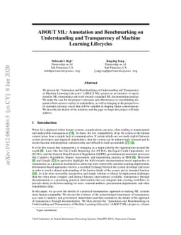 ABOUT ML: Annotation and Benchmarking on Understanding and Transparency
  of Machine Learning Lifecycles