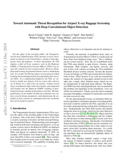 Toward Automatic Threat Recognition for Airport X-ray Baggage Screening
  with Deep Convolutional Object Detection