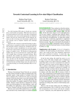 Towards Contextual Learning in Few-shot Object Classification