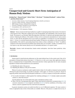 Unsupervised and Generic Short-Term Anticipation of Human Body Motions