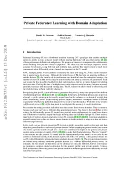 Private Federated Learning with Domain Adaptation