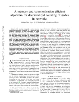A memory and communication efficient algorithm for decentralized
  counting of nodes in networks