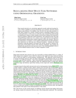 Regularizing Deep Multi-Task Networks using Orthogonal Gradients