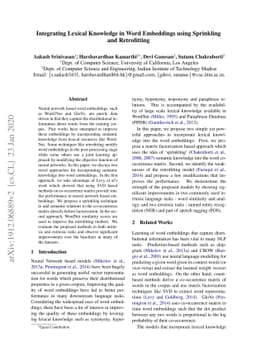 Integrating Lexical Knowledge in Word Embeddings using Sprinkling and
  Retrofitting