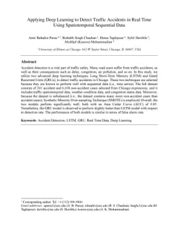 Applying Deep Learning to Detect Traffic Accidents in Real Time Using
  Spatiotemporal Sequential Data