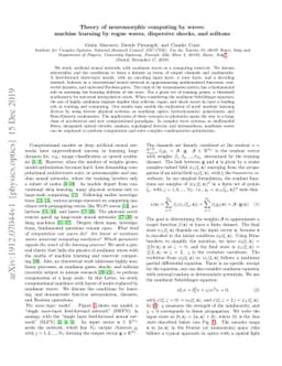 Theory of neuromorphic computing by waves: machine learning by rogue
  waves, dispersive shocks, and solitons