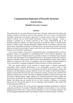Computational Induction of Prosodic Structure