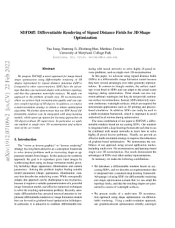 SDFDiff: Differentiable Rendering of Signed Distance Fields for 3D Shape
  Optimization