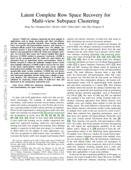 Latent Complete Row Space Recovery for Multi-view Subspace Clustering
