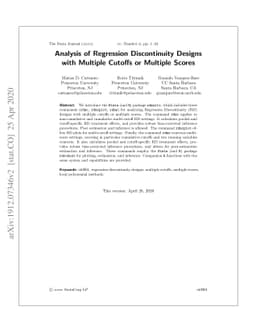 Analysis of Regression Discontinuity Designs with Multiple Cutoffs or
  Multiple Scores