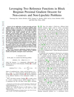 Leveraging Two Reference Functions in Block Bregman Proximal Gradient
  Descent for Non-convex and Non-Lipschitz Problems