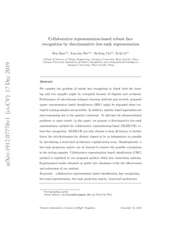Collaborative representation-based robust face recognition by
  discriminative low-rank representation