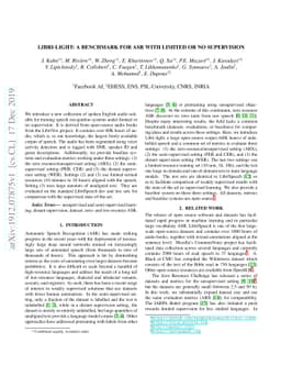 Libri-Light: A Benchmark for ASR with Limited or No Supervision