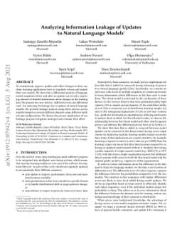 Analyzing Information Leakage of Updates to Natural Language Models