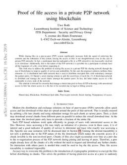 Proof of file access in a private P2P network using blockchain