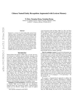Chinese Named Entity Recognition Augmented with Lexicon Memory