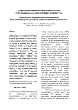 The performance evaluation of Multi-representation in the Deep Learning
  models for Relation Extraction Task