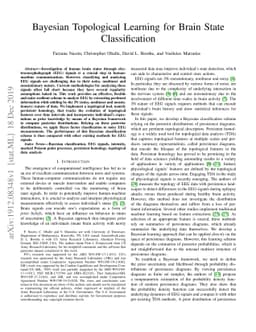 Bayesian Topological Learning for Brain State Classification