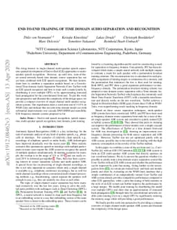 End-to-end training of time domain audio separation and recognition