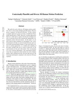 Contextually Plausible and Diverse 3D Human Motion Prediction