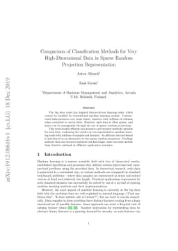 Comparison of Classification Methods for Very High-Dimensional Data in
  Sparse Random Projection Representation