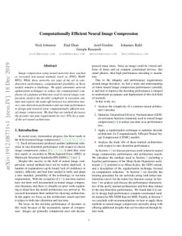 Computationally Efficient Neural Image Compression