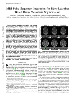 MRI Pulse Sequence Integration for Deep-Learning Based Brain Metastasis
  Segmentation
