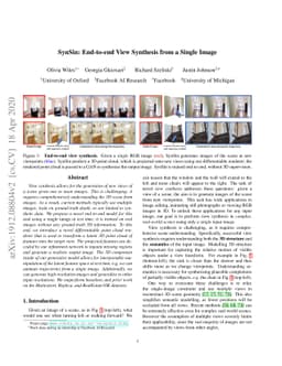 SynSin: End-to-end View Synthesis from a Single Image