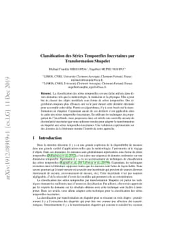Classification des S{é}ries Temporelles Incertaines par Transformation
  Shapelet