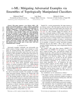 $n$-ML: Mitigating Adversarial Examples via Ensembles of Topologically
  Manipulated Classifiers
