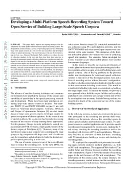 Developing a Multi-Platform Speech Recording System Toward Open Service
  of Building Large-Scale Speech Corpora