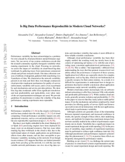 Is Big Data Performance Reproducible in Modern Cloud Networks?