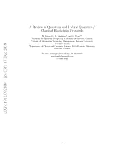 A Review of Quantum and Hybrid Quantum / Classical Blockchain Protocols