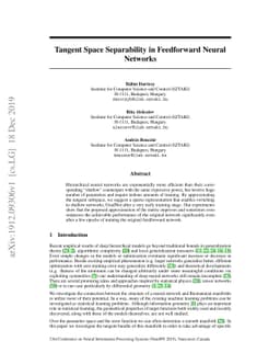 Tangent Space Separability in Feedforward Neural Networks