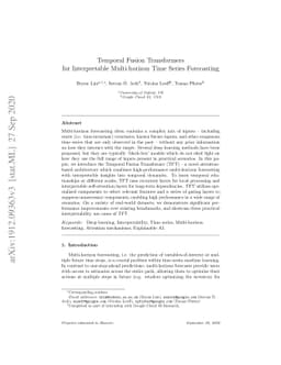 Temporal Fusion Transformers for Interpretable Multi-horizon Time Series
  Forecasting