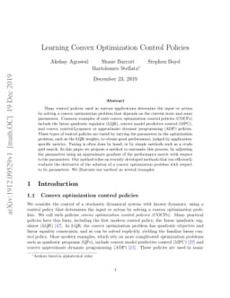 Learning Convex Optimization Control Policies