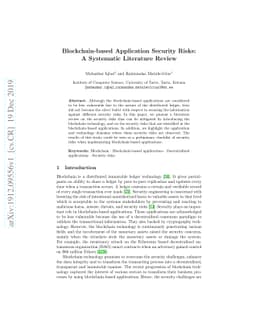 Blockchain-based Application Security Risks: A Systematic Literature
  Review