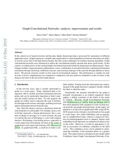 Graph Convolutional Networks: analysis, improvements and results