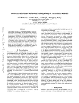 Practical Solutions for Machine Learning Safety in Autonomous Vehicles