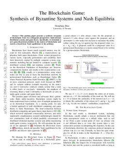 The Blockchain Game: Synthesis of Byzantine Systems and Nash Equilibria