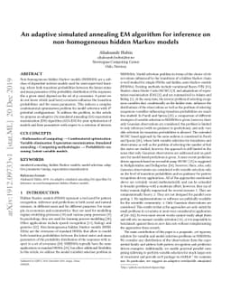 An adaptive simulated annealing EM algorithm for inference on
  non-homogeneous hidden Markov models